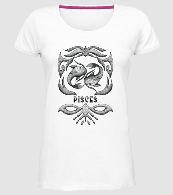 Vintage zodiac pisces model alb pe tricou