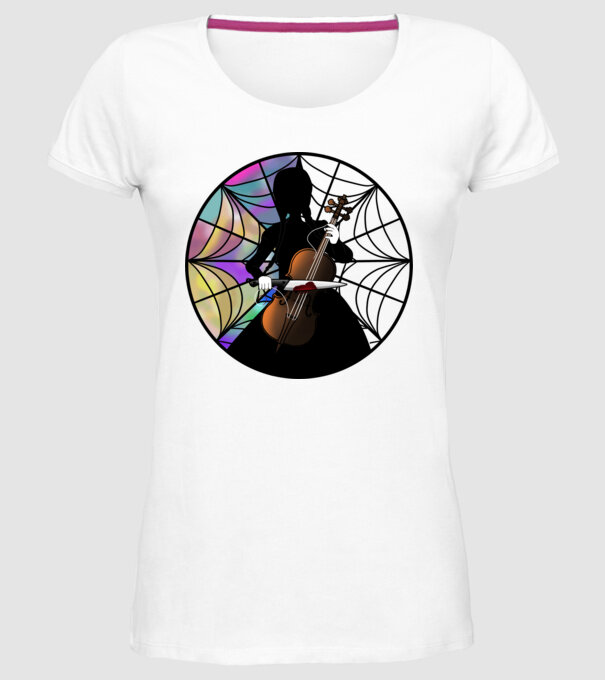 Wednesday Addams Cello - Enid room model alb pe tricou