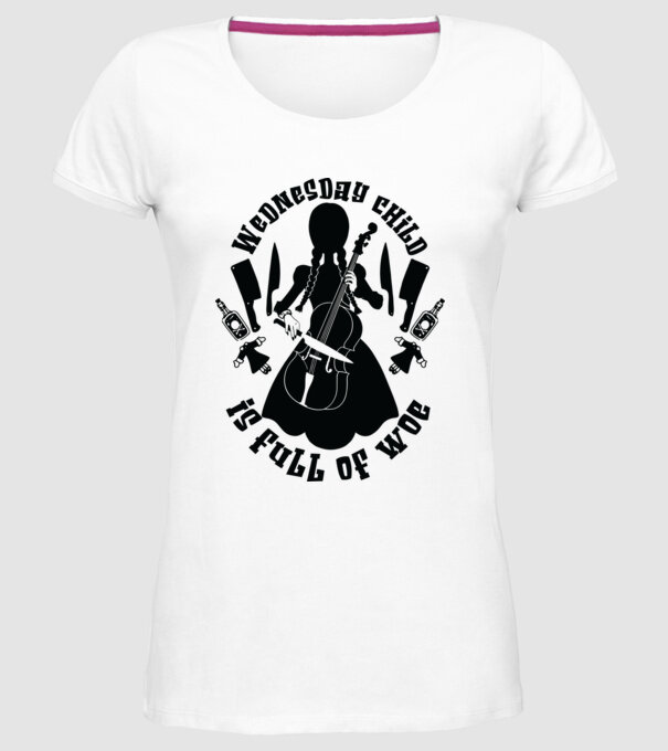 Wednesday child is full of woe model alb pe tricou
