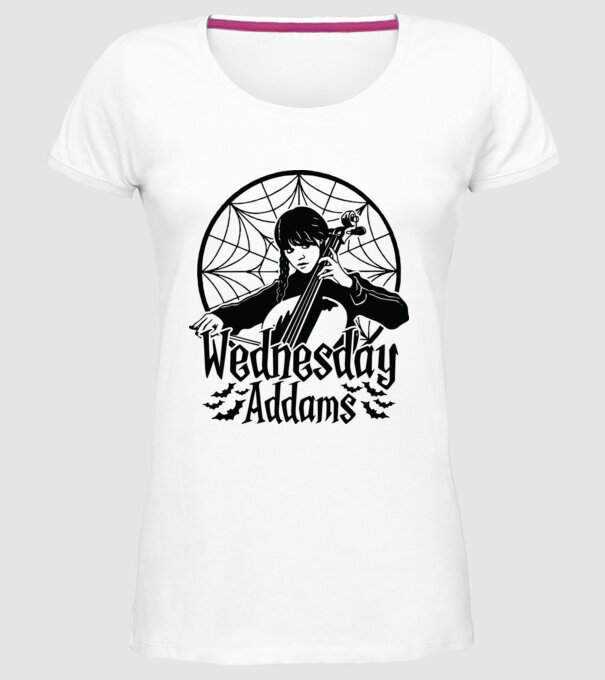 Wednesday Window model alb pe tricou
