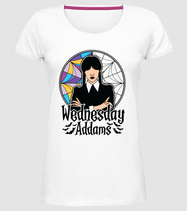 Wednesday Window colorful model alb pe tricou