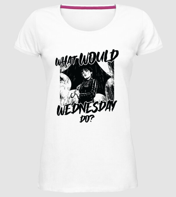 What would Wednesday do model alb pe tricou