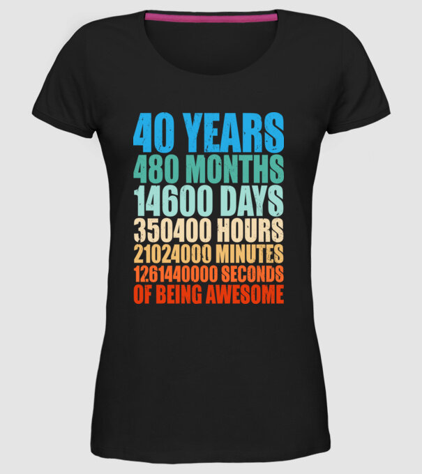 40 years of being awesome model negru pe tricou