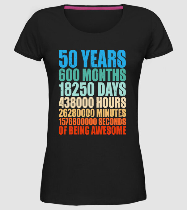 50 years of being awesome model negru pe tricou