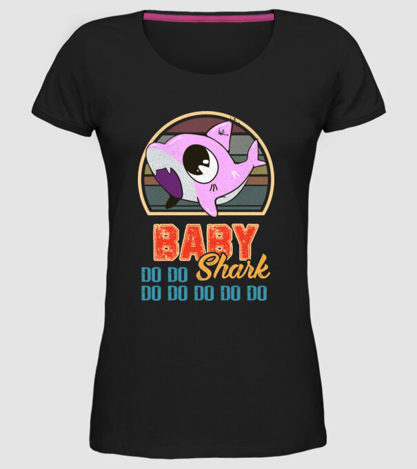 BabyGIRL shark model negru pe tricou