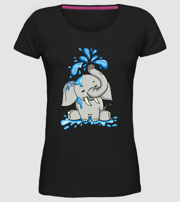 boldog elefánt model negru pe tricou