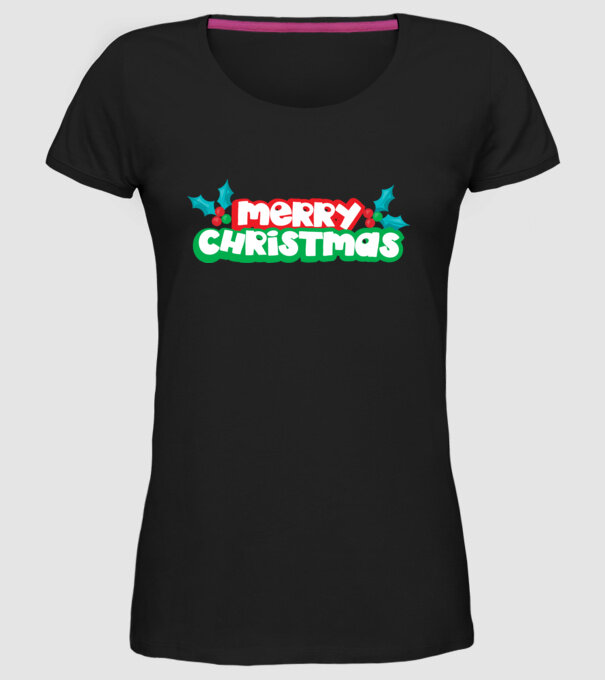Text Crăciun Fericit model negru pe tricou