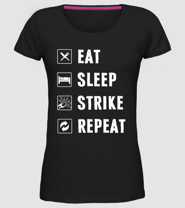 Bowling daily routine model negru pe tricou