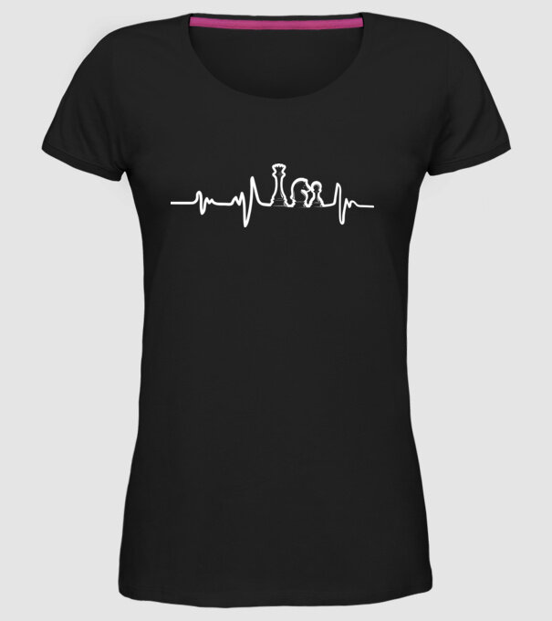 Chess heartbeat model negru pe tricou