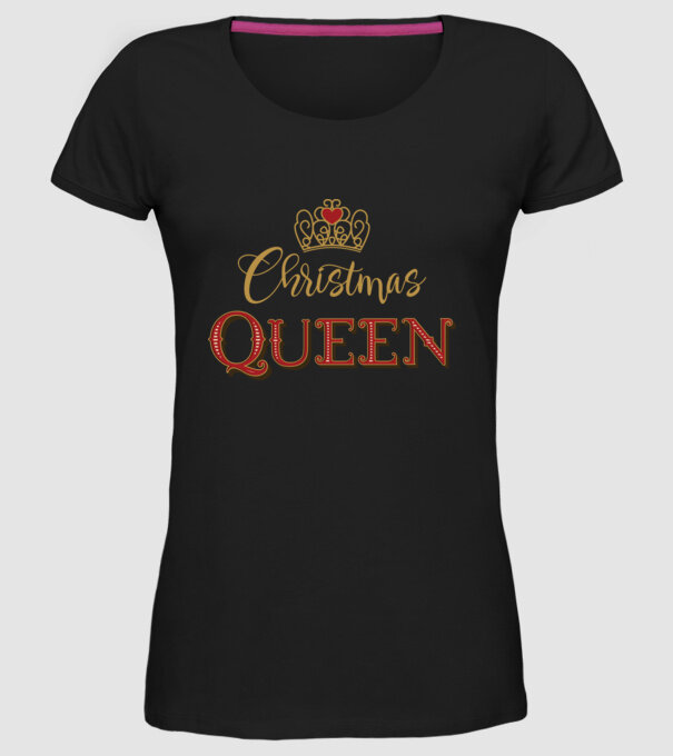 Christmas Queen model negru pe tricou