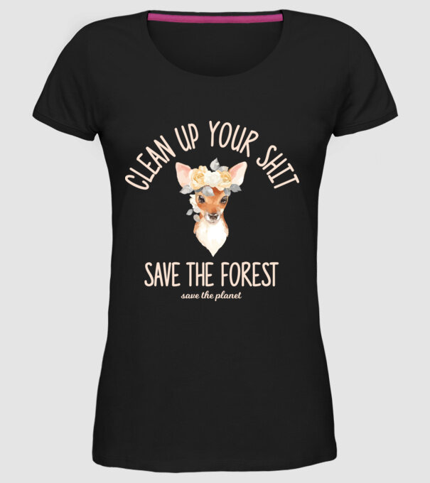 Clean up your shit model negru pe tricou