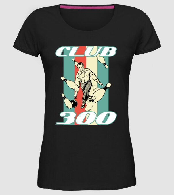 club300 model negru pe tricou