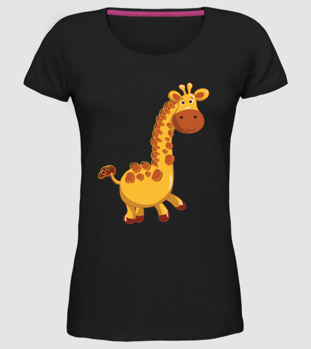 Cute giraffe model negru pe tricou