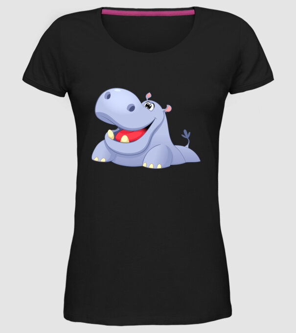 Cute Hippo model negru pe tricou