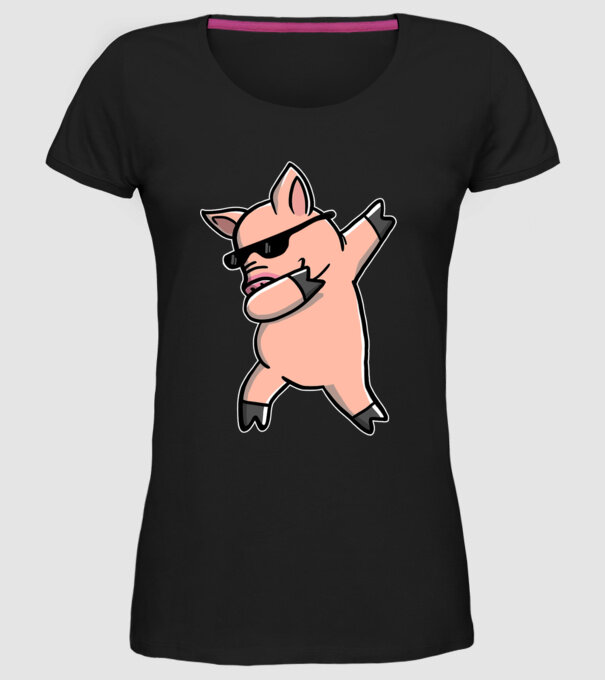 Porc dab model negru pe tricou