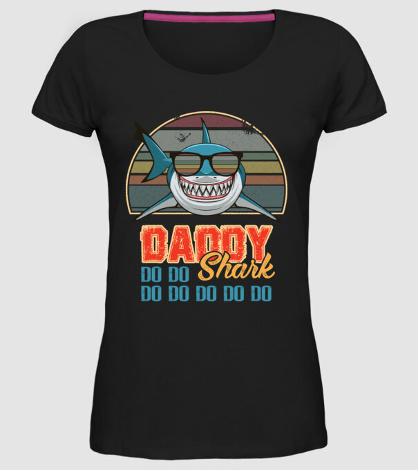 Daddy shark v2 model negru pe tricou