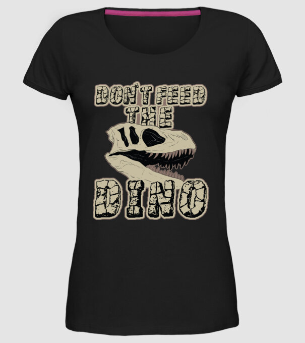 Dont feed the dino model negru pe tricou