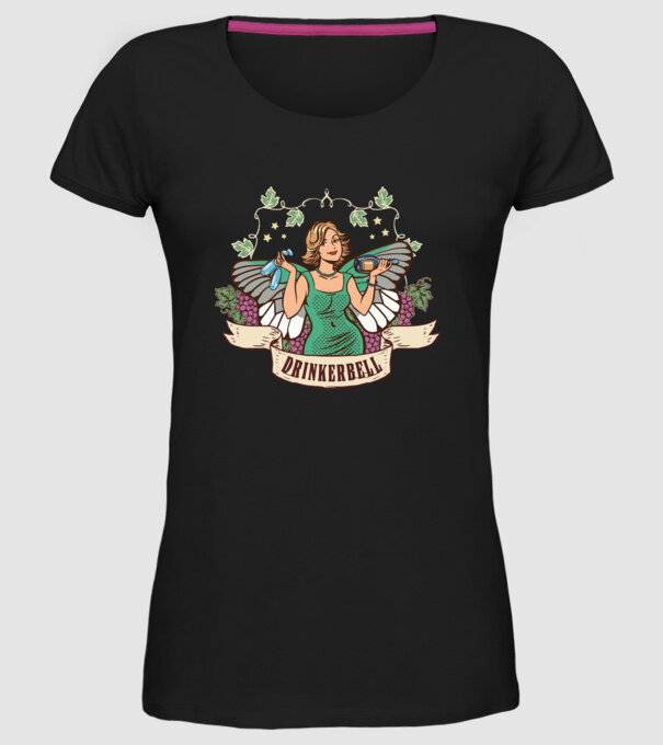 Drinkerbell model negru pe tricou