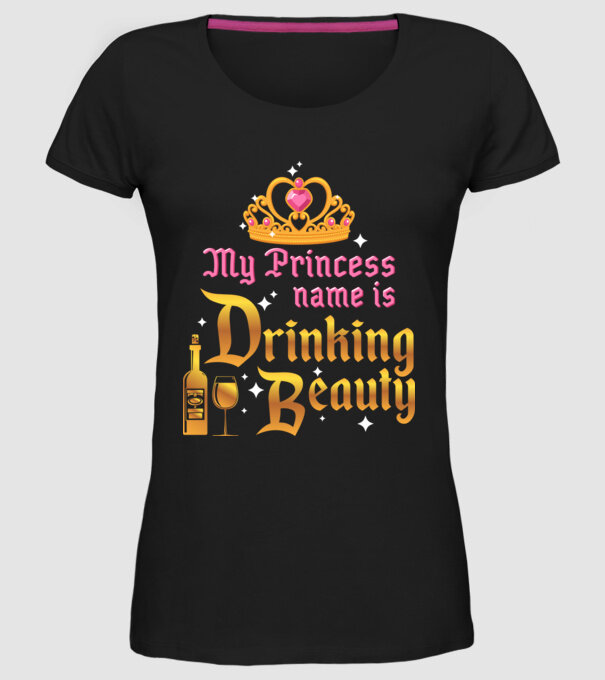 Drinking beauty model negru pe tricou