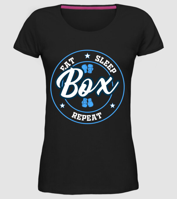eat sleep box repeat model negru pe tricou