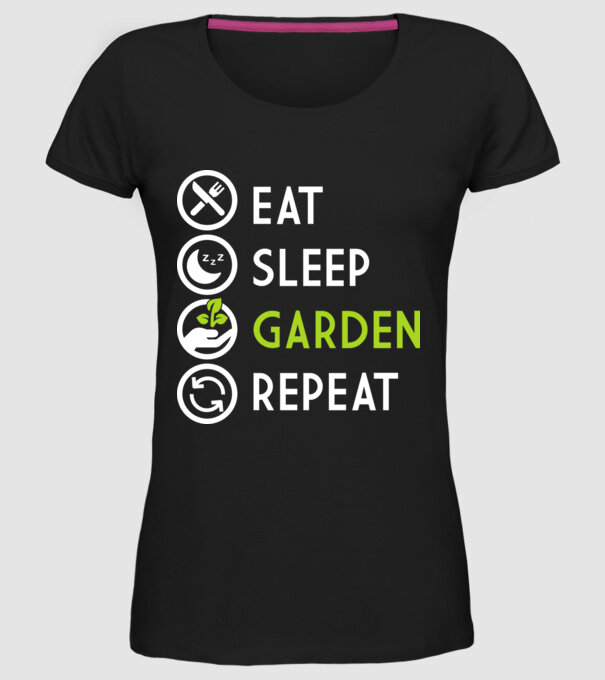 Eat sleep garden repeat model negru pe tricou