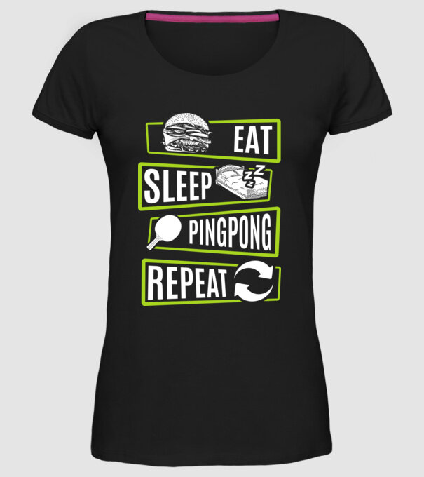Eat sleep PING PONG repeat model negru pe tricou