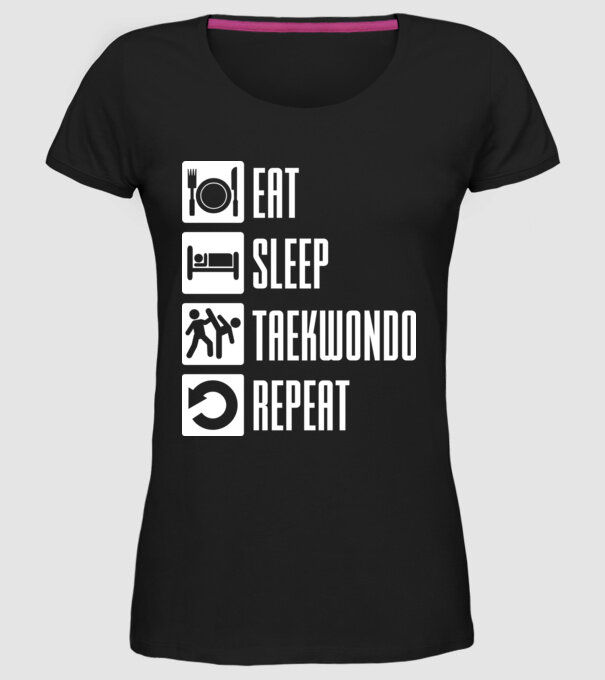 Eat sleep taekwondo model negru pe tricou