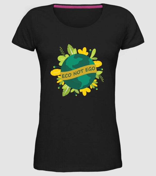 ECO NOT EGO model negru pe tricou