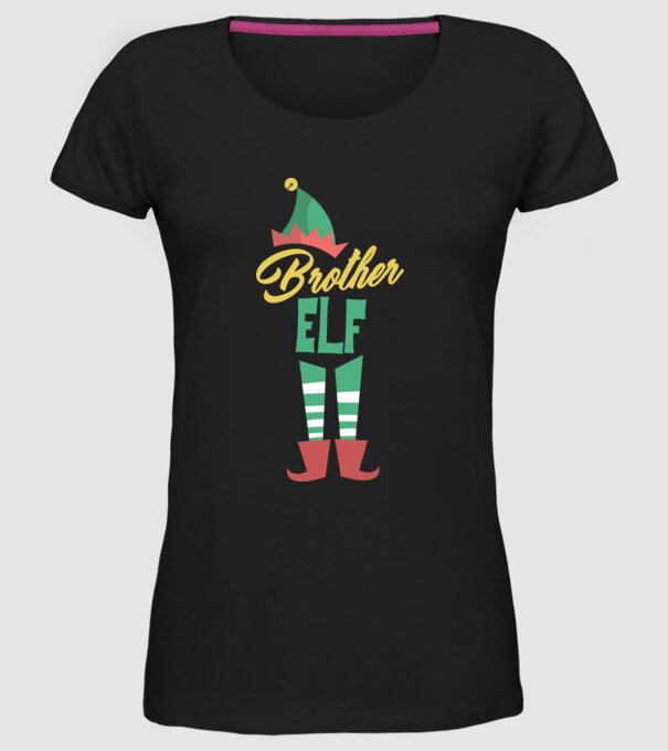 Elf family brother model negru pe tricou