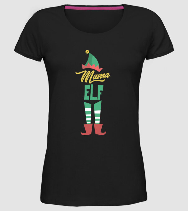 Elf family bunică model negru pe tricou