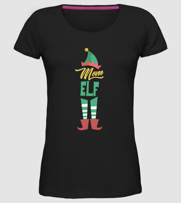 Elf family mom model negru pe tricou