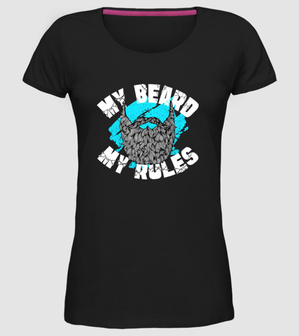 Barba mea, regulile mele (engleză) model negru pe tricou