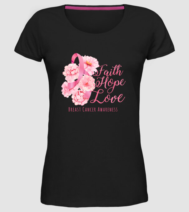 Faith hope love model negru pe tricou