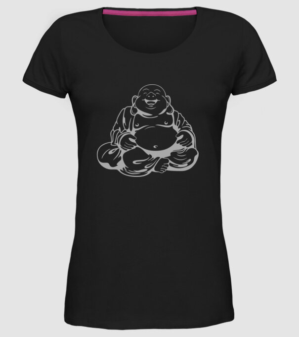 fat buddha model negru pe tricou