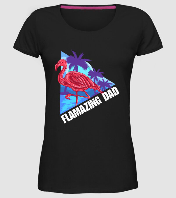 Flamingo dad model negru pe tricou