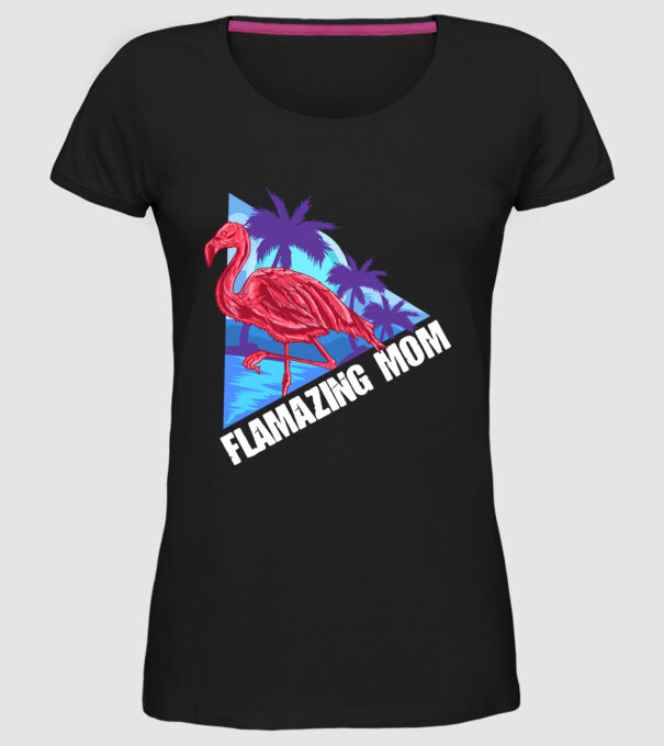 Flamingo mom model negru pe tricou