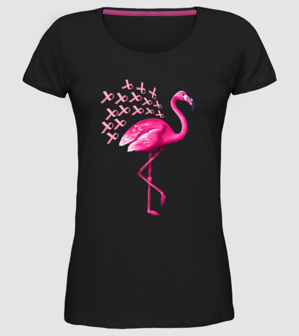 Flamingo pink model negru pe tricou
