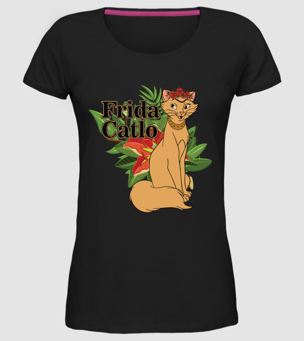 FridaCatlo model negru pe tricou