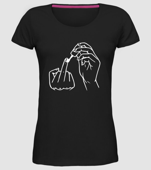 Nail polish Fuck U model negru pe tricou