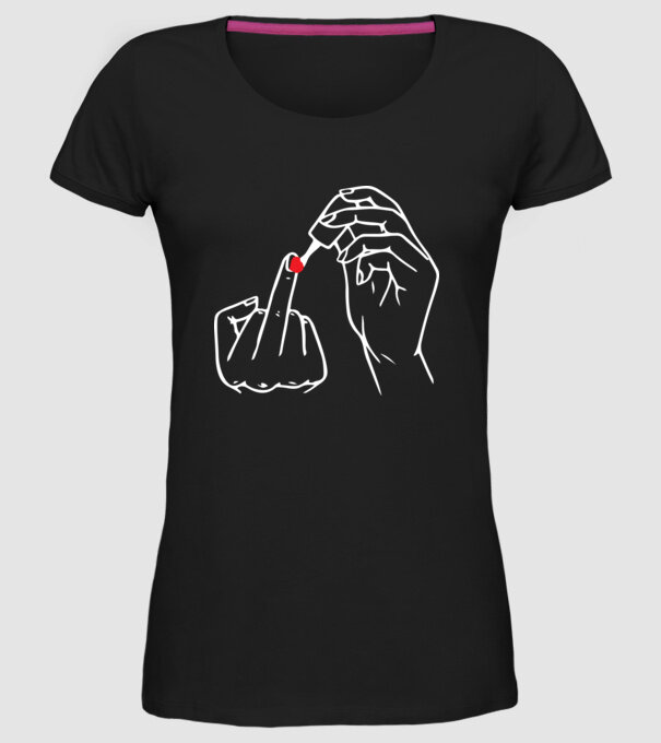 Nail polish Fuck U model negru pe tricou