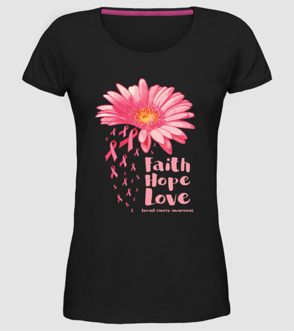 Gerbera faith hope love model negru pe tricou
