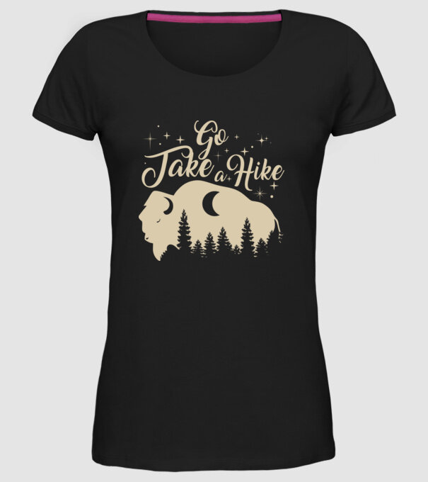 Go take a hike buffalo model negru pe tricou