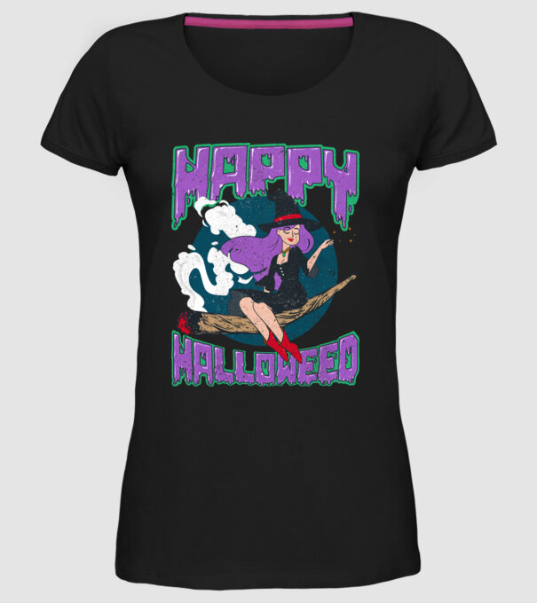 Happy Halloweed model negru pe tricou