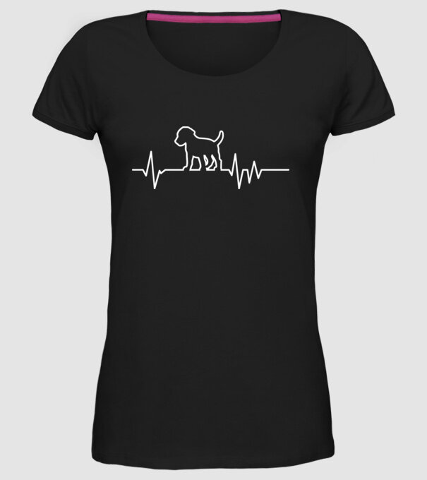 Heartbeat line Beagle model negru pe tricou