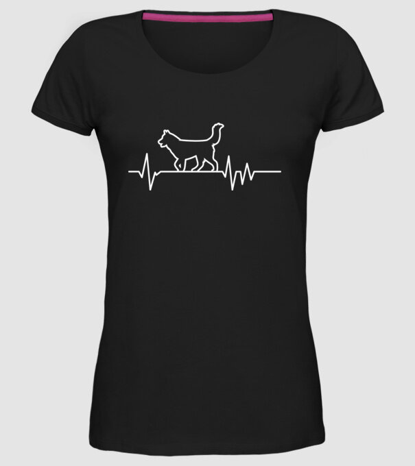 Heartbeat line Husky model negru pe tricou