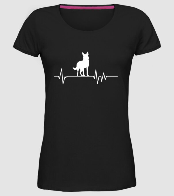 Heartbeat siluetă Ciobănesc german model negru pe tricou