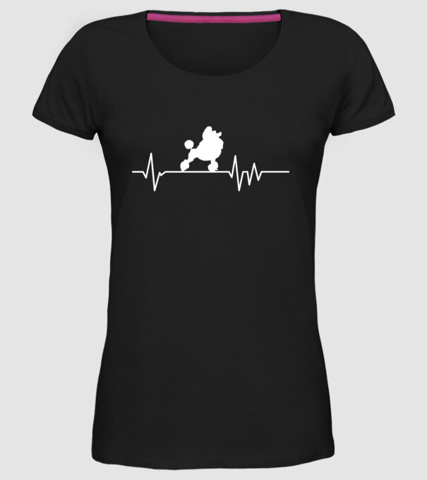 Heartbeat silueta Pudel model negru pe tricou