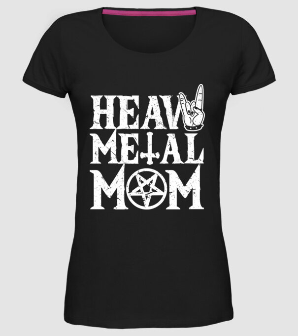 Heavy Metal Mom model negru pe tricou