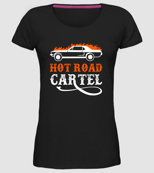 Hot road cartel model negru pe tricou