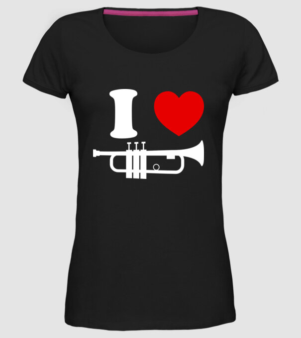 I heart trumpet model negru pe tricou